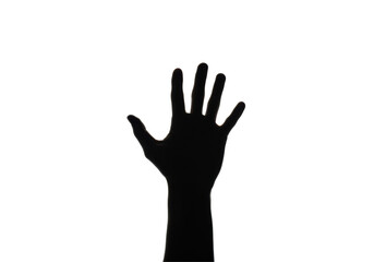 Isolated Silhouette of a Hand Raised Up