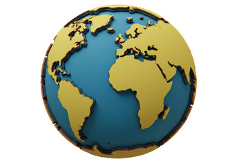Isolated Stylized Earth Globe with Textured Continents
