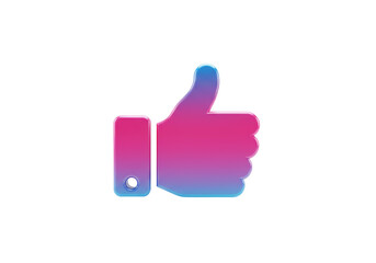 Isolated Glossy Thumb Up Like Icon in Gradient Colors