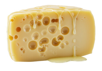Isolated Dripping Swiss Cheese Slice with Holes