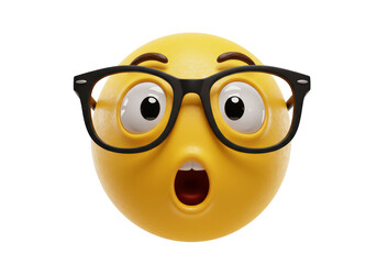 Isolated Surprised Emoji Face with Glasses