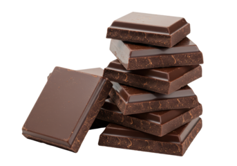 Isolated Stack of Dark Chocolate Pieces