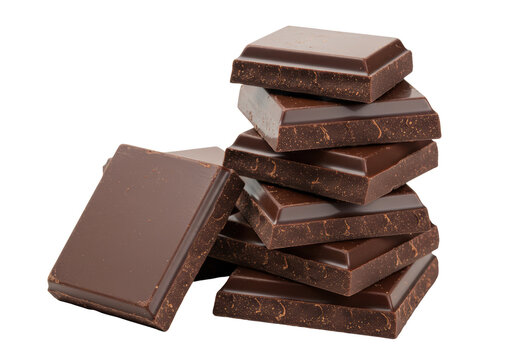Isolated Stack of Dark Chocolate Pieces