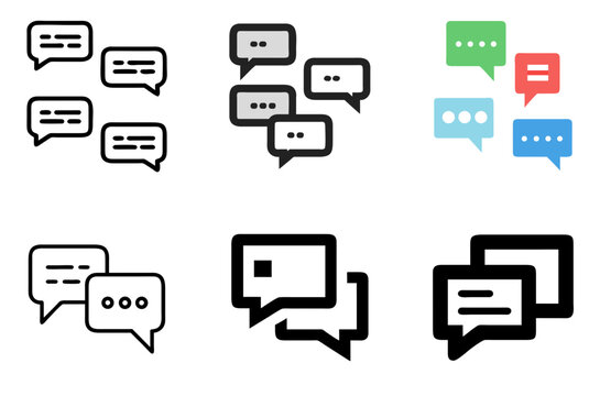 Chat and Message Icon Set &ndash; Online Chatting, Dialogue, and Social Interaction Symbols