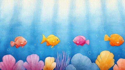 Underwater Symphony: A vibrant underwater scene filled with colorful fish. Each fish showcases unique hues and charm, exploring a mesmerizing aquatic environment.