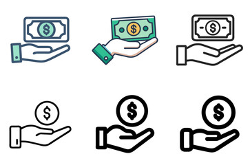 Financial Hand Dollar Icons – Wealth, Budget, and Monetary Vector Symbols