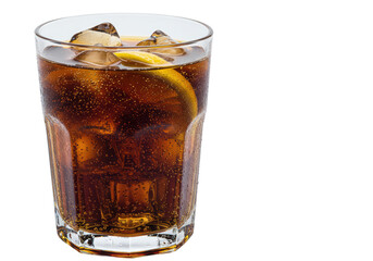Isolated Refreshing Cola Drink with Lemon and Ice