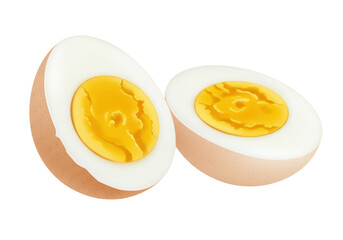 Isolated Two Halves of Hard Boiled Eggs for Breakfast