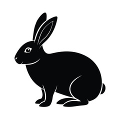 Minimalist Rabbit Standing Black Vector Silhouette