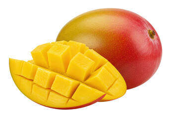 Isolated Ripe Mango Fruit Cut and Whole Tropical Delight