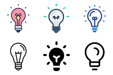 Light Bulb Icon Set &ndash; Idea, Innovation, Creativity, and Electricity Symbol in Multiple Styles Vector