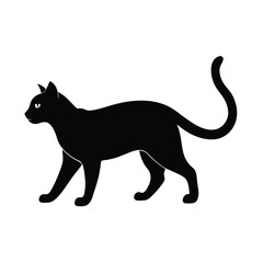 Minimalist Siamese Cat Pouncing Black Vector Silhouette