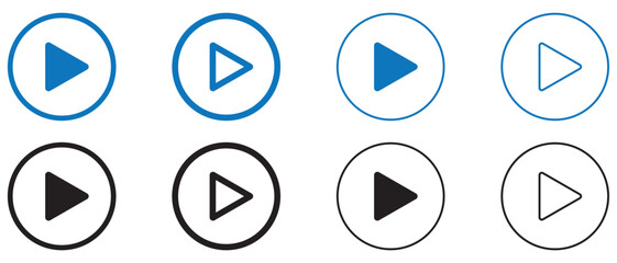 play button icon set. Play Button icon solid and line style. vector illustration. eps file. 