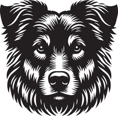 Black & White Silhouette Dog Vector | High-Quality Canine Clipart Design