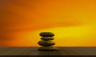 Stone balance sunset background tower pebble on rock stack perfect pile scene free space sunrise concept peace relax nature harmony broken heart, pyramid zen garden japan table meditation stability