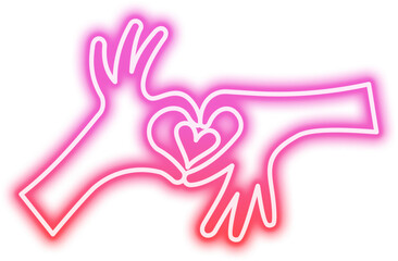 Neon Hand Sign Language Icon