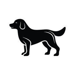 Minimalist Golden Retriever Black Vector Silhouette