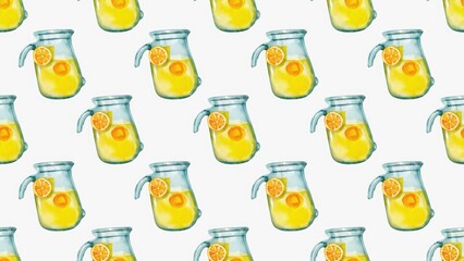seamless watercolor pattern with lemonade jugs