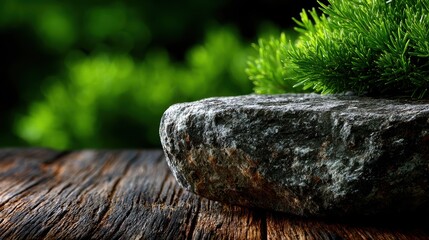 Obraz premium Resilient life, a small plant thriving atop weathered rock in nature's embrace