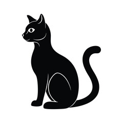 Simple Domestic Shorthair Cat Minimalist Black Vector Silhouette