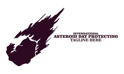 International asteroid day protecting vector illustration. Illustration Space, asteroids, planet earth protection concept logo background