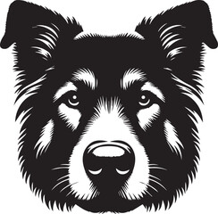 Black & White Silhouette Dog Vector | High-Quality Canine Clipart Design