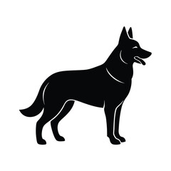 Simple German Shepherd Minimalist Black Vector Silhouette
