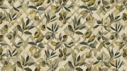 seamless watercolor pattern with olive