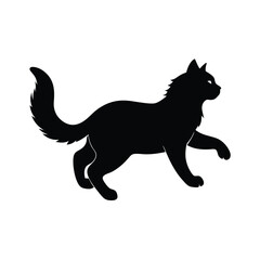 Simple Maine Coon Cat Minimalist Black Vector Silhouette