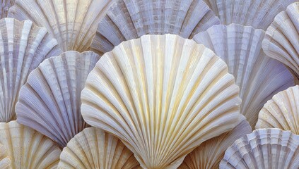Close-up of many scallop shells