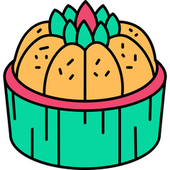 Putu Ayu Icon in Color Line Vector Style, Indonesian Putu Ayu Steamed Cake