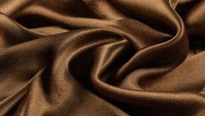 Rich, draped brown satin fabric