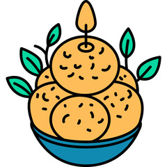 Rasgulla Icon in Color Line Vector Style, Indian Rasgulla Birthday Sweet
