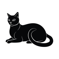 Simple Siamese Cat Minimalist Black Vector Silhouette