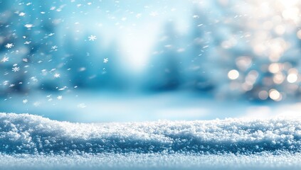 Winter wonderland scene with falling snow