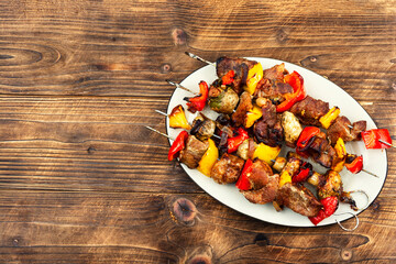 Grilled meat skewers, shish kebab.