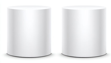Two blank white cylinders