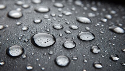 Water droplets on dark surface