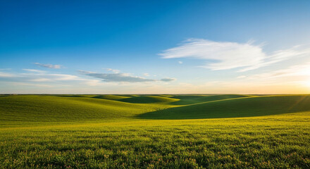 green field and blue sky