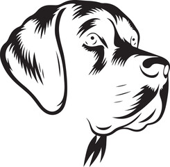 Black & White Silhouette Dog Vector | High-Quality Canine Clipart Design