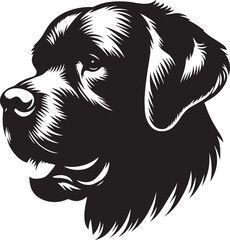 Black & White Silhouette Dog Vector | High-Quality Canine Clipart Design