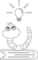 bookworm ideal bulb light cartoon character line.svg
