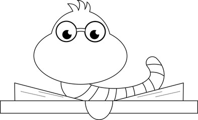 bookworm read cartoon character line.svg