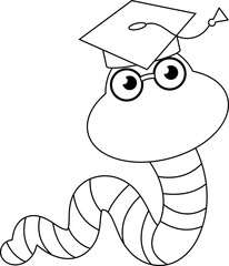 graduation celebration bookworm cartoon character line.svg