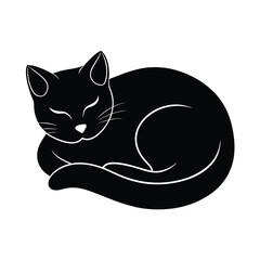 Simple Domestic Shorthair Cat Minimalist Black Vector Silhouette