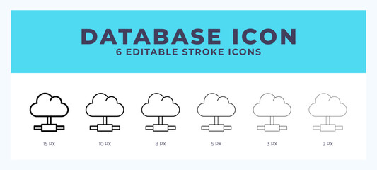 Obraz premium Database icon with editable stroke. Outline icon vector illustration.