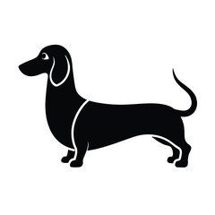 Simple Dachshund Minimalist Black Vector Silhouette