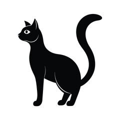 Simple Elegant Cat Minimalist Black Vector Silhouette