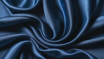 Luxury Deep Blue Satin Fabric: Elegant Draped Texture Background