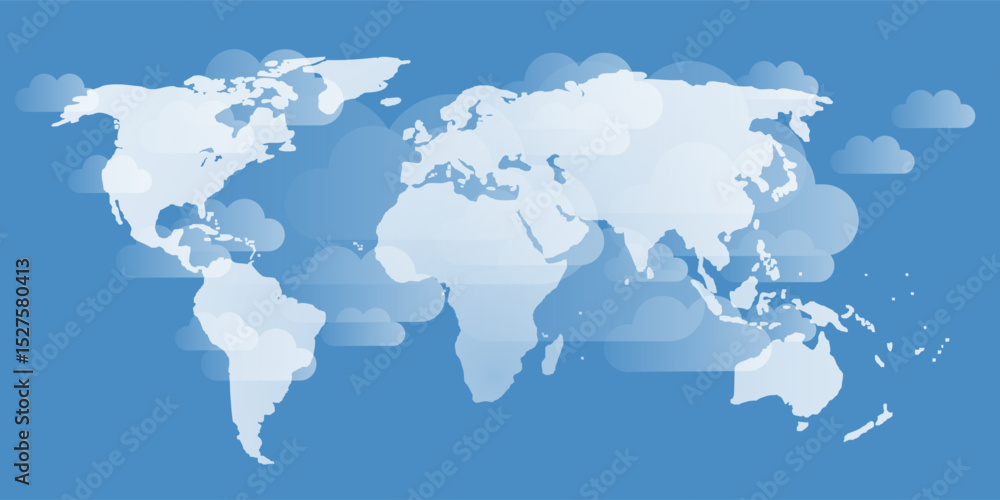 Poster a conceptual image of global reach or connection, featuring a stylized world map and beneath stylize